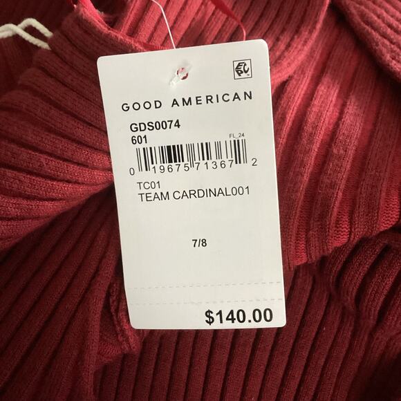 Good American Angeles Rib Mock Halter Midi Sweater Dress NWT 7/8 4x - Picture 9 of 12